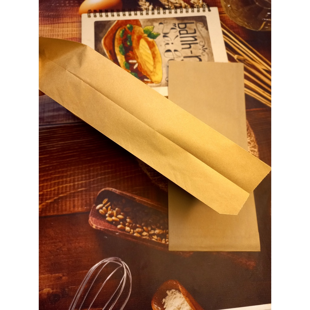 100 túi giấy ĐỰNG BÁNH MÌ TRUYỀN THỐNG &amp; các loại bánh (Giấy thực phẩm Kraft)