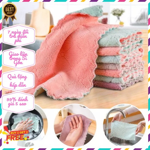Combo khăn lau đa năng 2 mặt siêu thấm nước, lau tay, khăn lau kính, khăn lau giá rẻ - Hàng loại tốt xài bền
