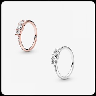 Clear Three-Stone Ring Zircon Ring
