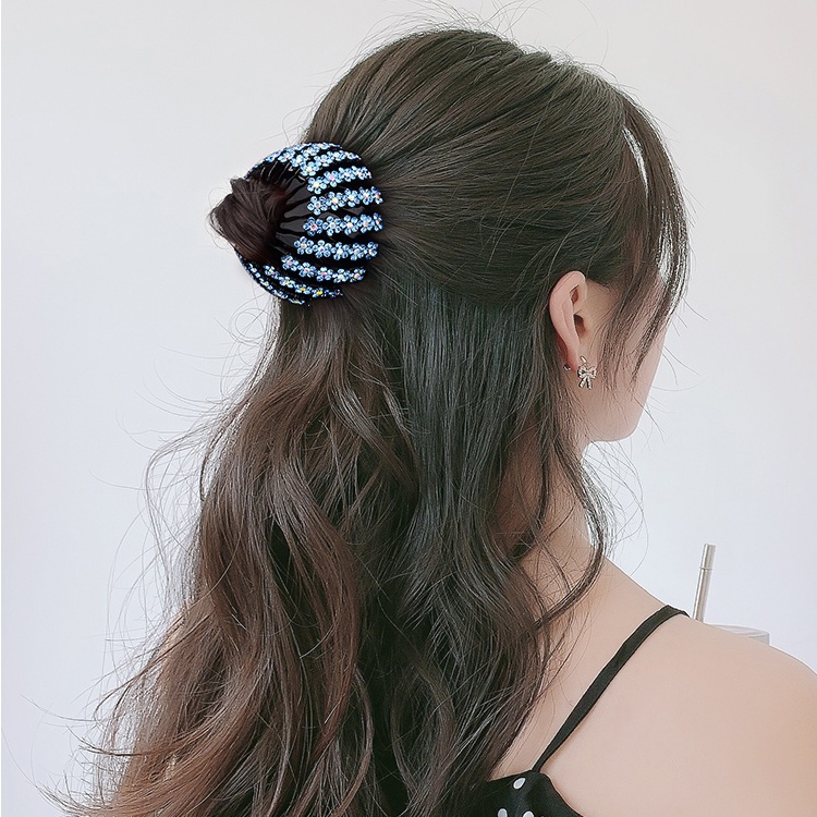 Kẹp Tóc Dạng Móng Vuốt Tạo Hình Tổ Chim Đính Bóng Lông Cho Nữ