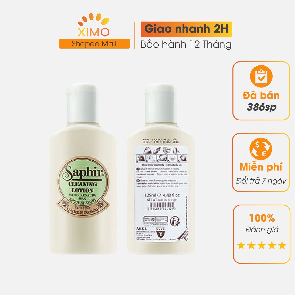 Kem Làm Sạch, Đánh Bóng Da Trơn Patina Và Da Nubuck Dầu Saphir Cleaning Lotion 125ml (XXDG25)