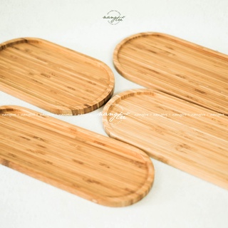 Khay gỗ tre tự nhiên hình Oval- Khay tre đựng thức ăn