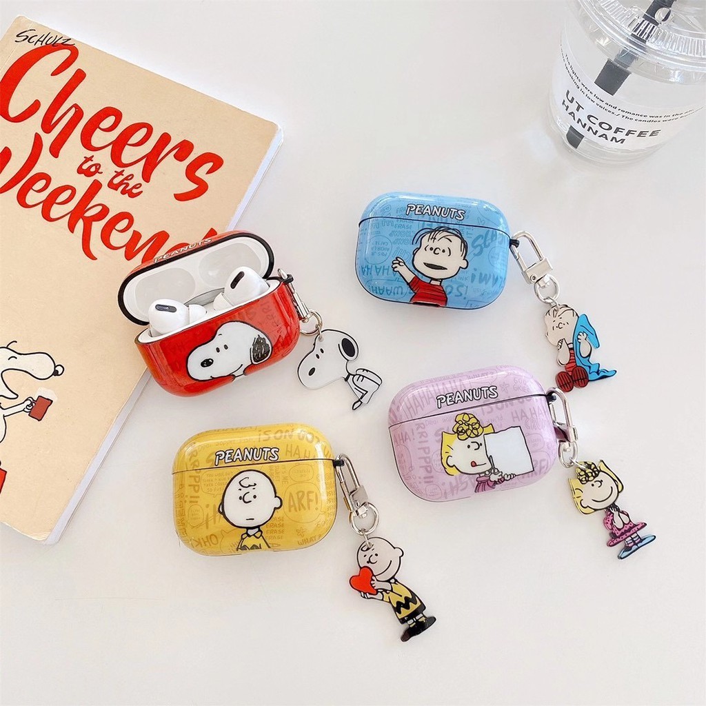 Vỏ Bảo Vệ Hộp Sạc Tai Nghe Airpods1 / 2 / 3 Hình Snoopy Charlie The Lisa Xinh Xắn