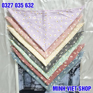 Khăn Vuông Đa Năng Kẻ Caro Hoa Cúc Khăn Turban Bandana Nam Nữ