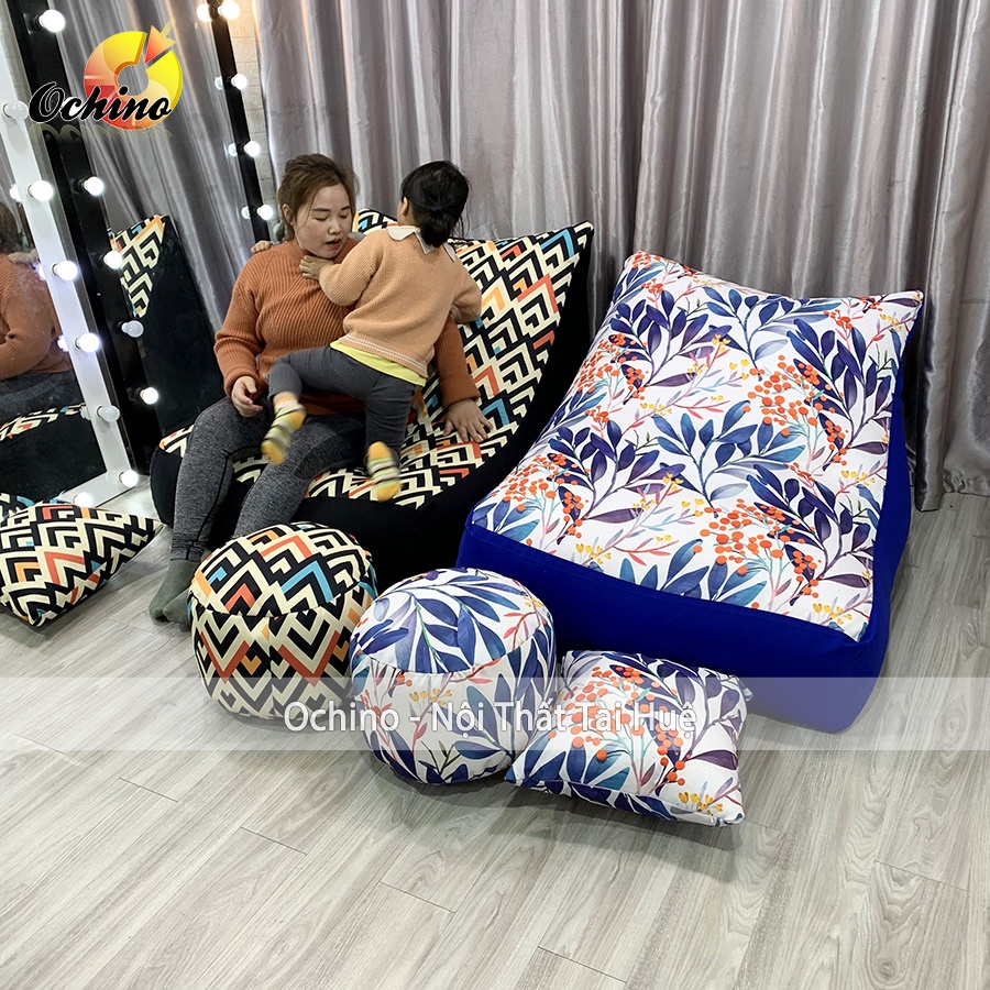 Ghế Lười Hạt Xốp Mẫu Sofa Giường Ngồi Và Nằm Thư Giãn Thoải Mái Có 2 Lớp Cao Cấp, Ghế Hạt Xốp Phong Cách Hiện Đại (Có Sẵ