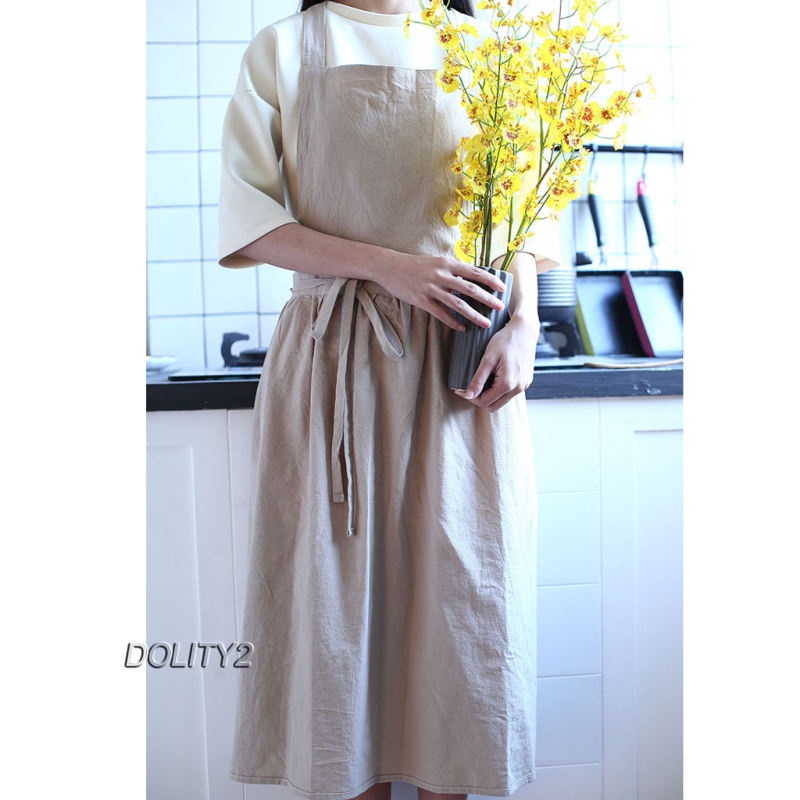 [Dolity2] Tạp Dề Cotton Lanh Retro Nhật Bản Mặc Thường Ngày Cho Quán Cà Phê / Nấu