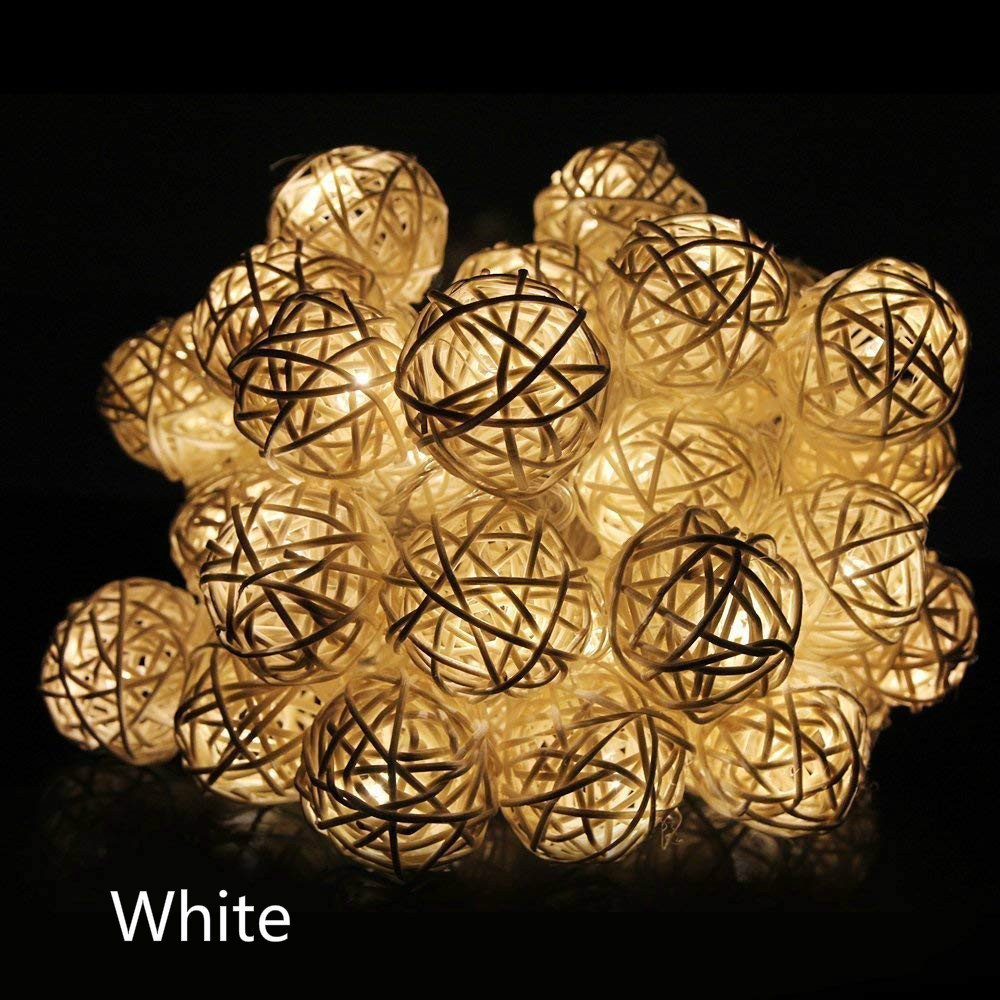 Dây đèn LED 10 quả cầu mây 3cm dành cho trang trí độc đáo