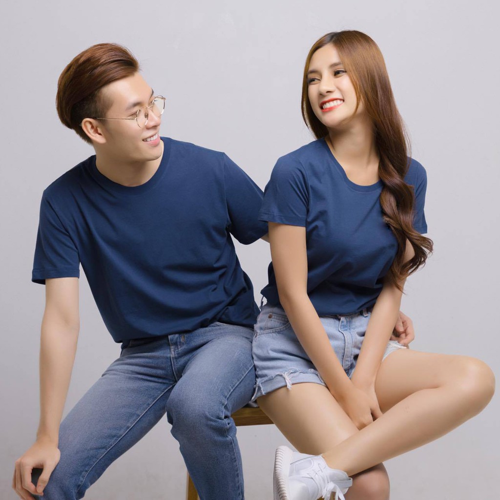 [Mã FAMAYMA2 giảm 10K đơn 50K] Áo thun trơn màu xanh đen Navy Cotton Thái - Form rộng (Có BIGSIZE)