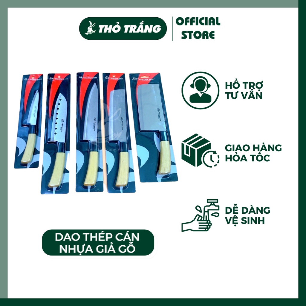 Dao Thép Không Gỉ Cán Nhựa Giả Gỗ Phong Cách Nhật Bản