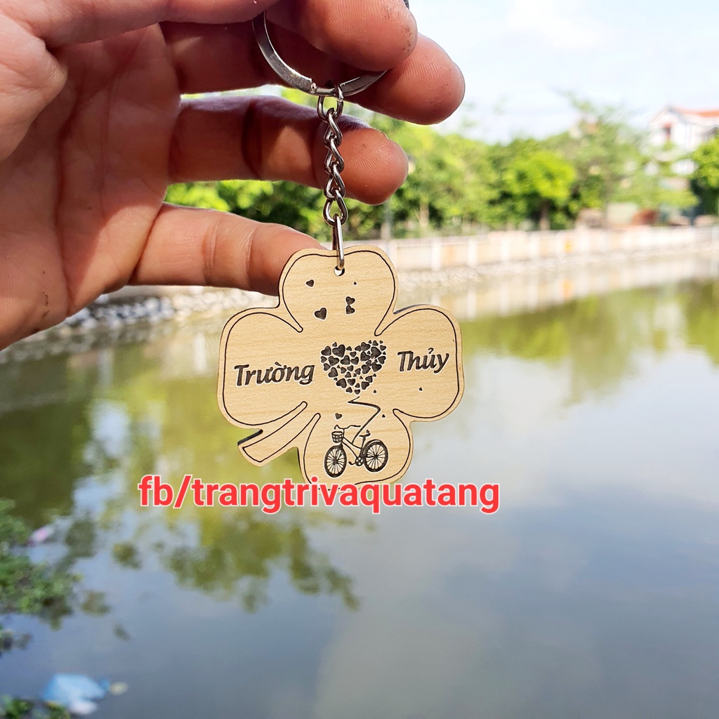 Móc khóa gỗ khắc hình, tên - Theo Yêu cầu
