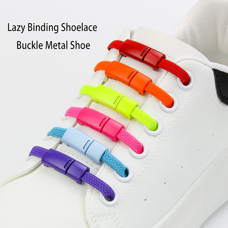 1 Cặp Dây Giày Nam Châm Co Dãn Màu Trắng / Đen Unisex