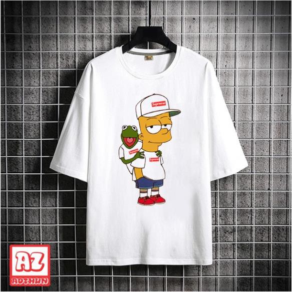 Áo thun in hình Simpson và Con Ếch Xanh bape tay lửng ( lỡ )