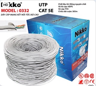 Dây cáp mạng cat 5e nikko 0332 cuồn 305m