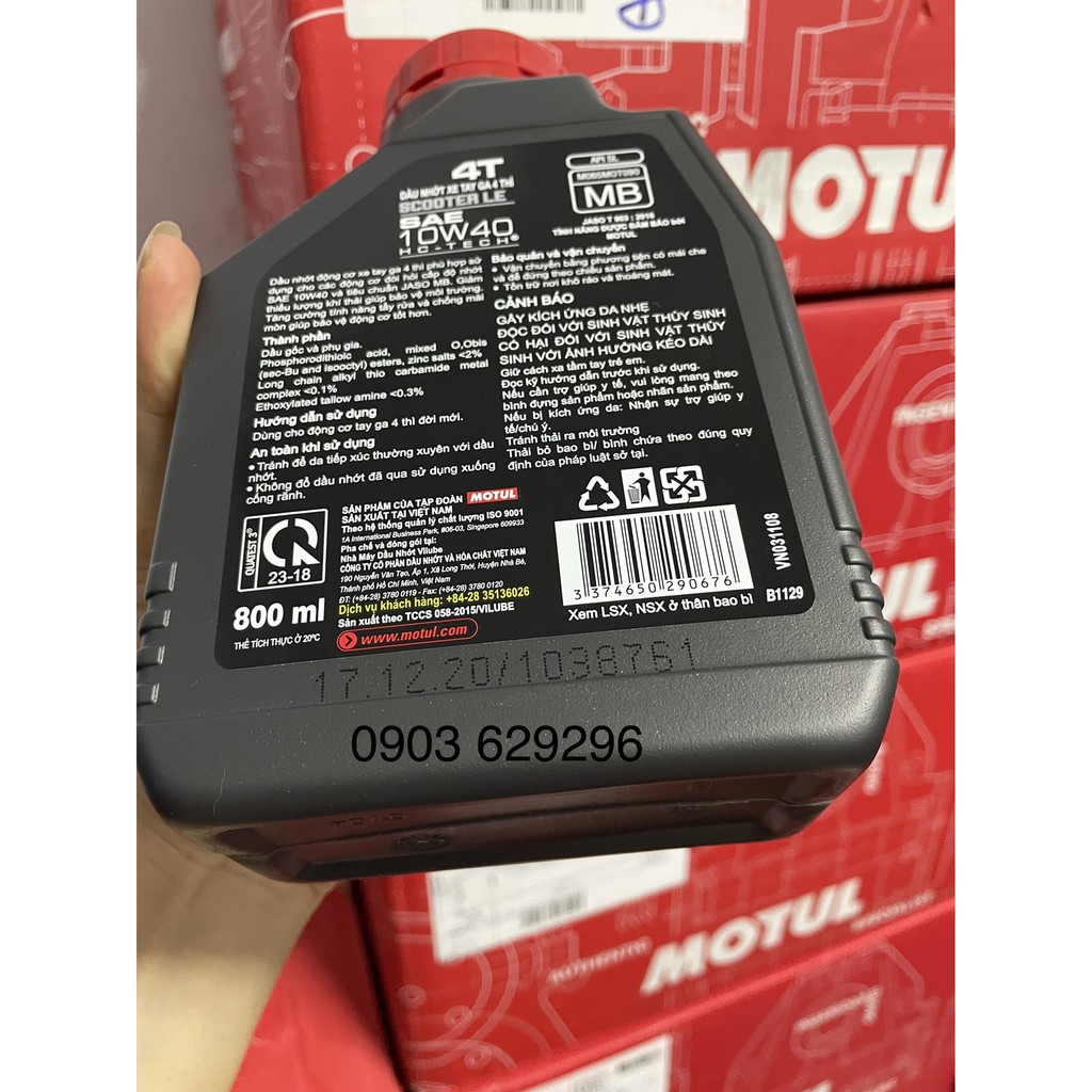 Dầu nhớt xe ga MOTUL SCOOTER LE 10W40 0,8 lít HC-TECH SJ MB