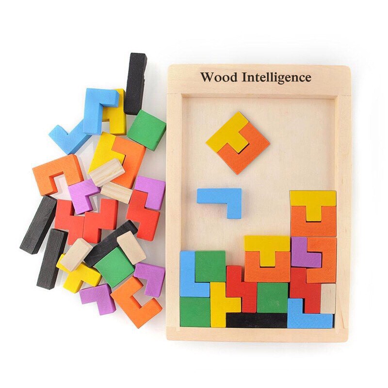 [MUA 1 ĐƯỢC 5] Đồ Chơi xếp hình lắp ráp Montessori Bằng Gỗ Tetris Cho Bé_ 40 miếng