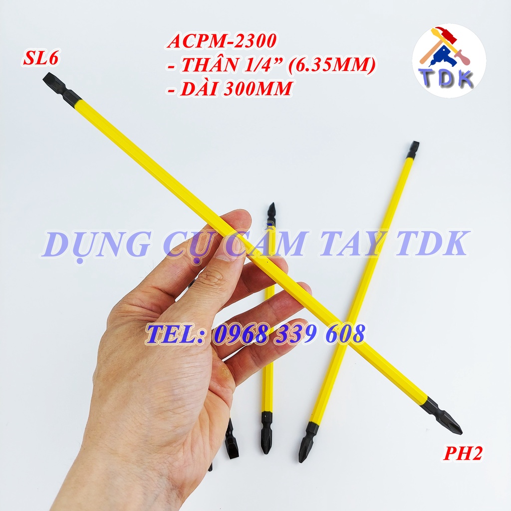 Mũi vít 2 đầu Nhật Bản PH2 / -6mm, mũi bắn vít nam châm Anex ACPM