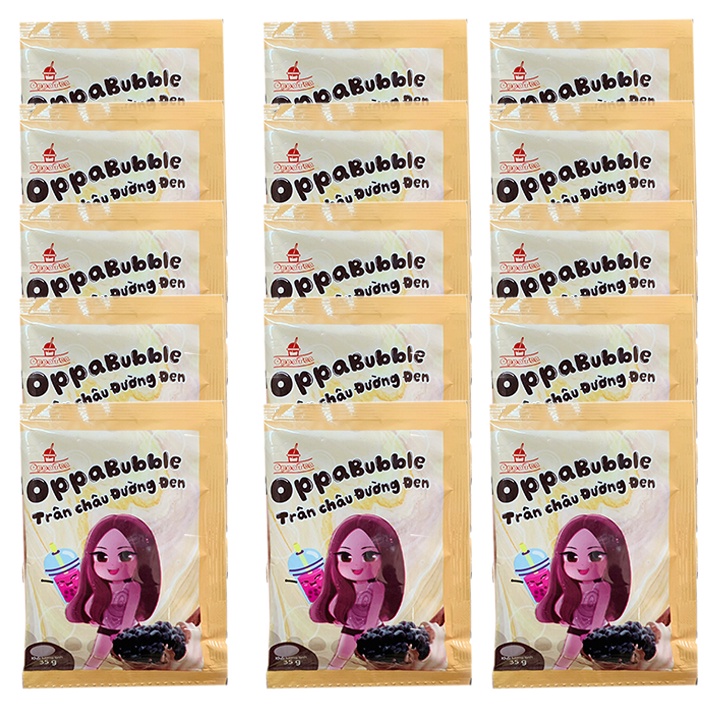Dây 15 Gói Trân châu đường đen Ăn liền Oppa Bubble 35g/gói - Nguyên Liệu Nấu Trà Sữa, Sữa Tươi