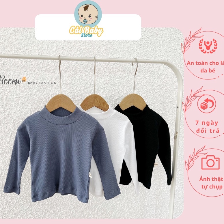 Áo thun dài tay cổ lọ thương hiệu Beemo cho bé trai bé gái, chất liệu thun tăm co giãn, siêu ấm Caibaby_store
