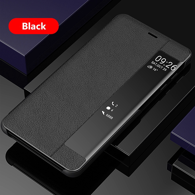 Bao da điện thoại PU phối mặt kính thông minh dành cho Samsung Galaxy S7 Edge S8 S9 S10 Plus Note 8 9 10 | BigBuy360 - bigbuy360.vn