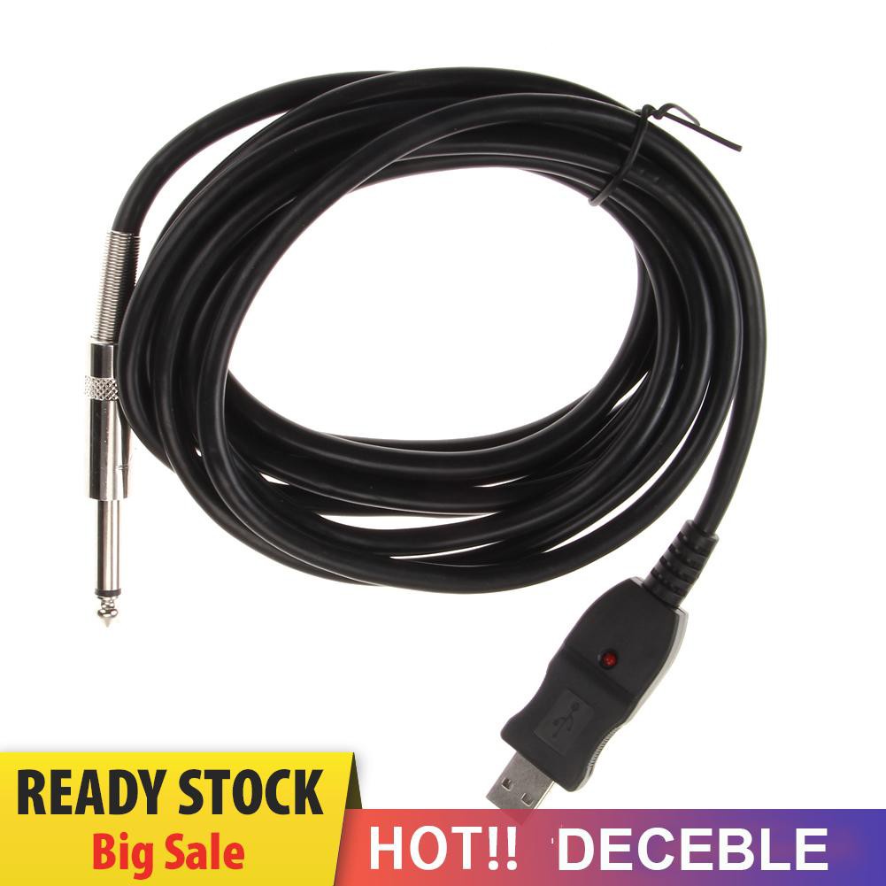 Deceble Guitar Bass 1/4'' 6.3mm To USB Link Connection Instrument Cable Adapter