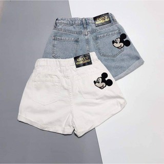Quần short jean in  hình chuột mickey M511