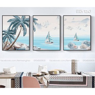 Tranh tô màu theo số bộ ba Thuyền Biển T128
