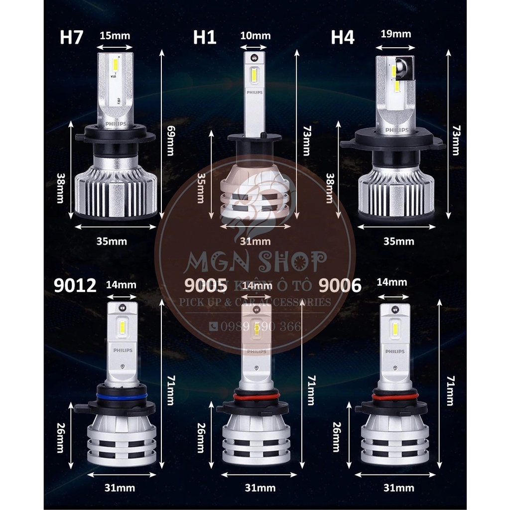 Đèn [Philips Ultinon Essential G2 LED] [6500K] [H1 H4 H7 H8/H11/H16 HB3/HB4 HIR2] [02 bóng/bộ] dành cho ô tô xe máy