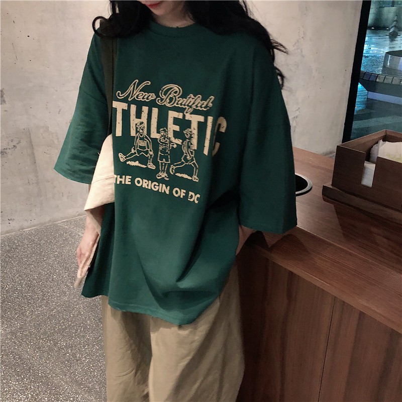 Áo thun tay lỡ   ATHLETIC  phông Unisex nam nữ tee oversize form rộng pull Ulzzang Streetwear Hàn Quốc vải mềm