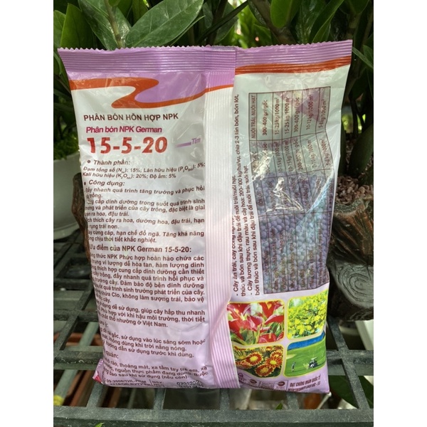 Phân bón hỗn hợp NPK German 15-5-20 gói 1kg