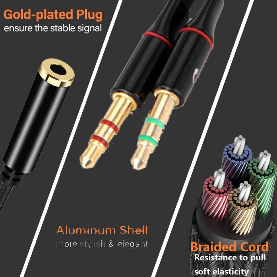 Earphone Microphone Splitter 3.5mm TPE Y Audio Splitter 1 Female To 2 Male