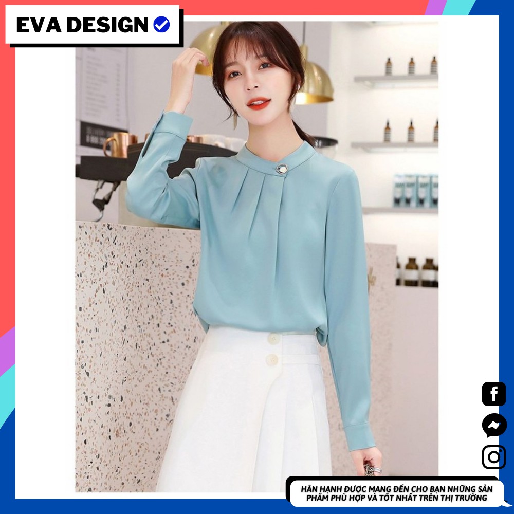 Áo sơ mi nữ dài tay CAO CẤP ❤ Chất Hàn [ SIÊU HOT ] , Xếp ly cổ điểm nhấn , Lên dáng siêu xinh siêu sang trọng
