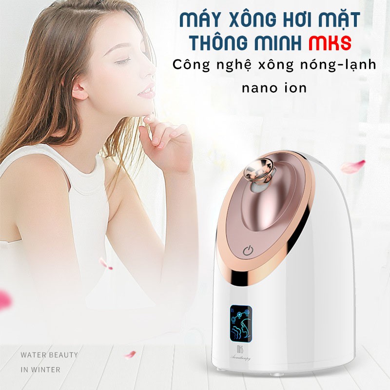 Máy Xông Hơi Mặt Nóng Lạnh Thông Minh Cao Cấp MKS-6 chế độ xông, công nghệ xông nano ion