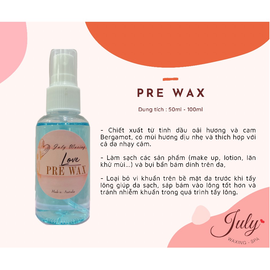 Dung dịch sạch da trước wax Jax Wax của Úc 50ml-100ml