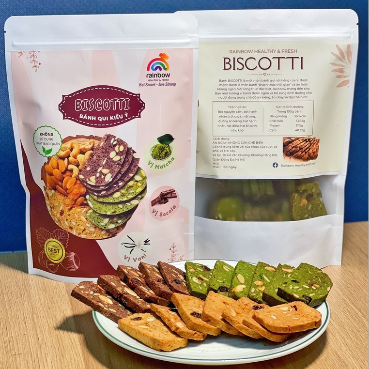 Bánh Biscotti đặc biệt, 3 vị vanila, matcha, cacao, phù hợp với người ăn kiêng, tập gym, body fitness. không sợ tăng cân | BigBuy360 - bigbuy360.vn