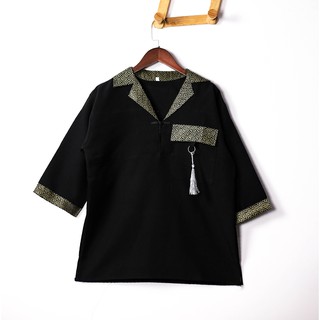 Áo Shanghai Phối Gấm Cổ Vest