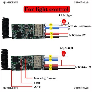 433Mhz RF Điều khiển rơle từ xa Xe tay ga Bộ thu 1CH không dây QUVN