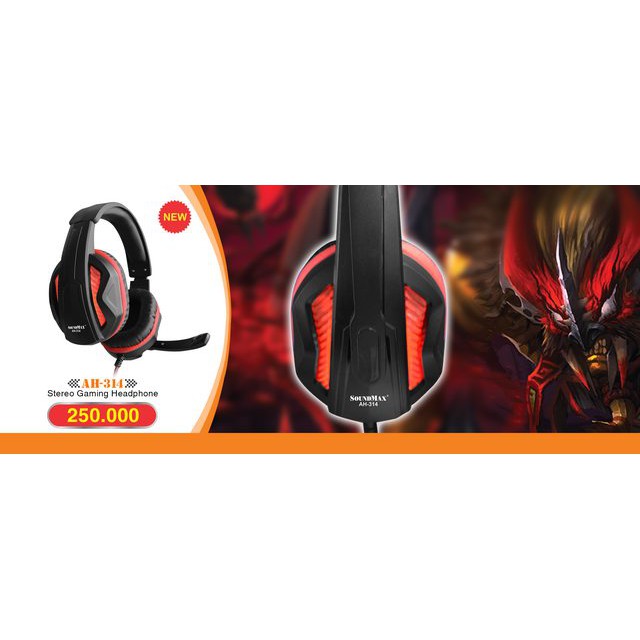 Tai nghe Gaming SoundMax AH314 màu đỏ có LED, có Micro : "Quỷ đỏ" trỗi dậy