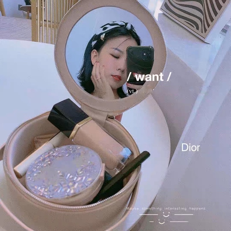 Túi tròn Gift Dio pouch  -Hàng VIP săn sale từ singapore CÓ GƯƠNG Ở TRONG TÚI