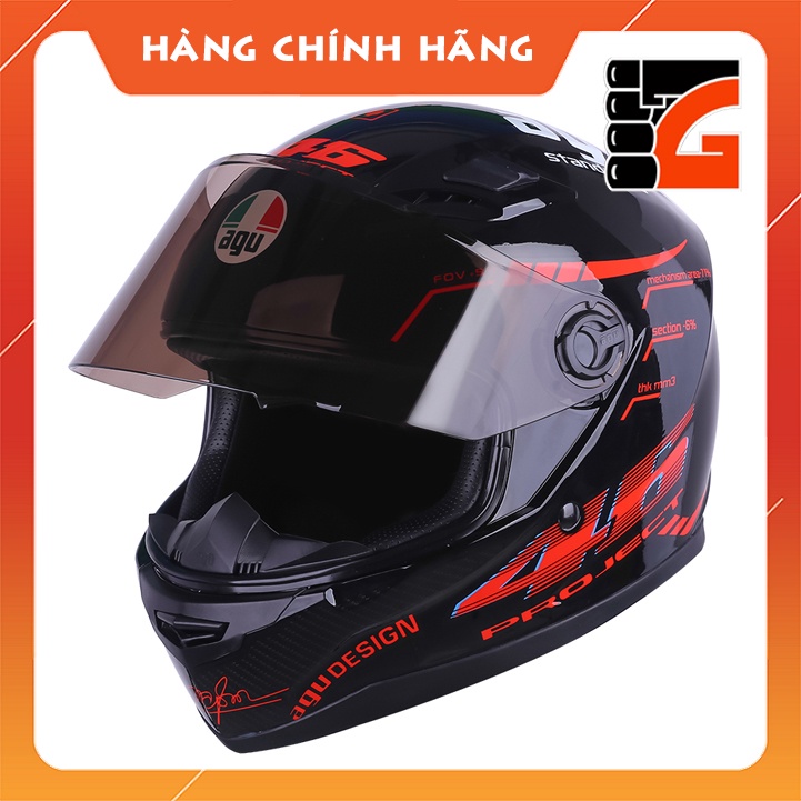 Nón bảo hiểm AGU fullface tem 46 đỏ TẶNG kèm túi đựng a138v14