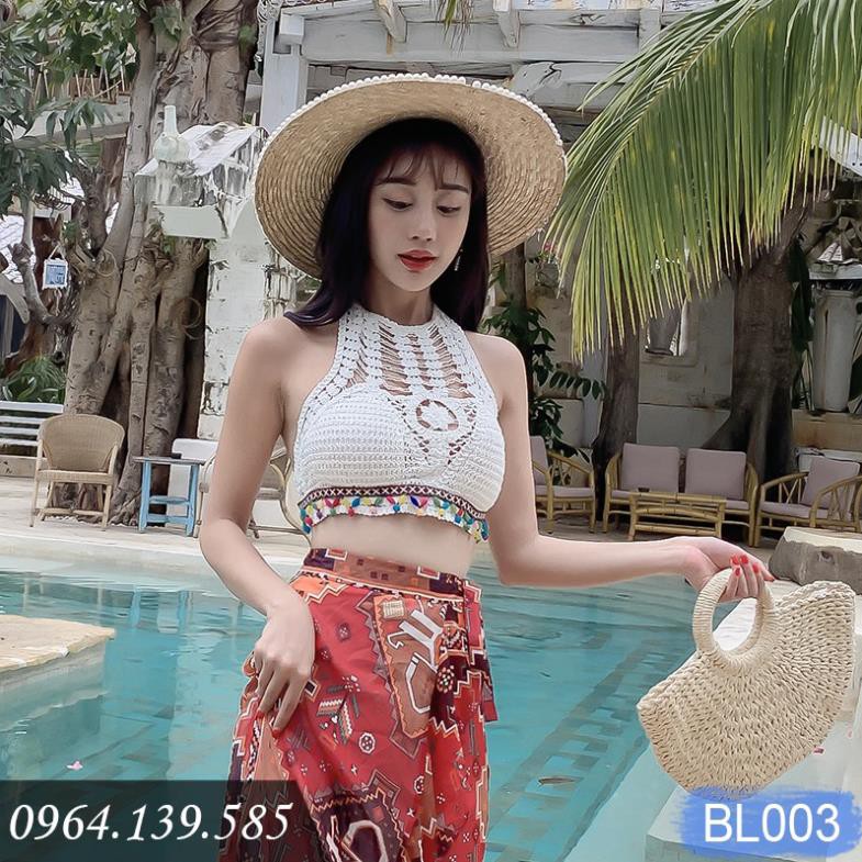 Áo bikini len móc đi biển cực xinh, sợi len cotton dai khỏe, thoáng mát, hàng đẹp giá tốt, mẫu mới 2020 | BL003  ྇ '