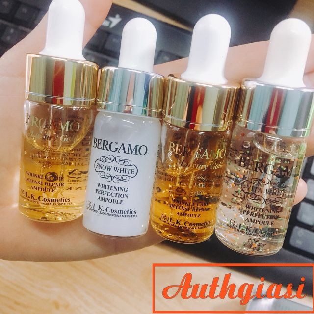 Serum Bergamo Snow White Vita dưỡng trắng \ Luxury Gold phục hồi da \ Pure Snail cấp ẩm 13ml