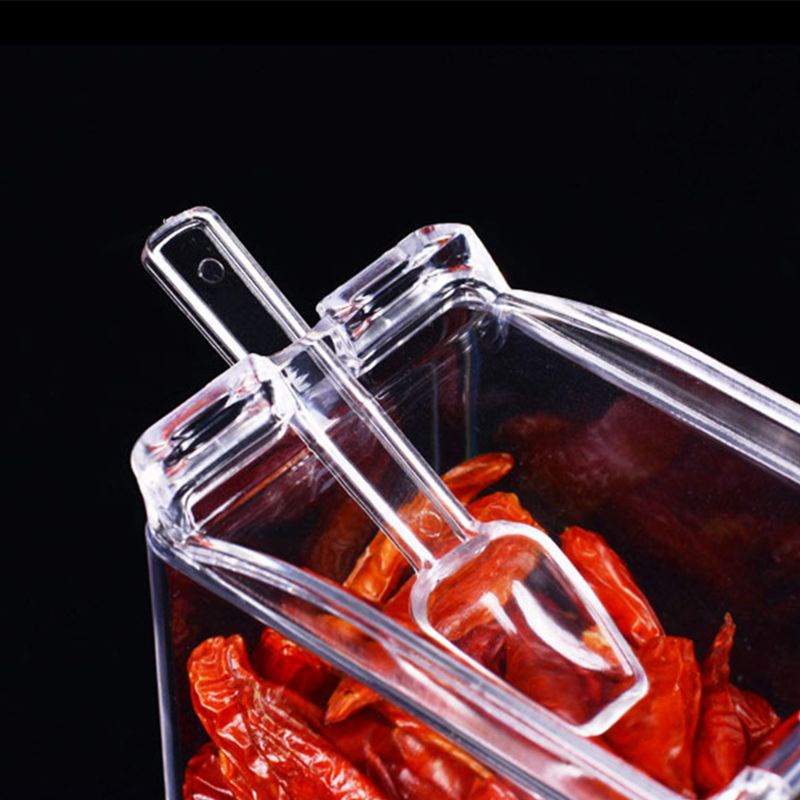 Hộp Đựng Gia Vị Bằng Acrylic Có Nắp Đậy Và Muỗng Tiện Dụng