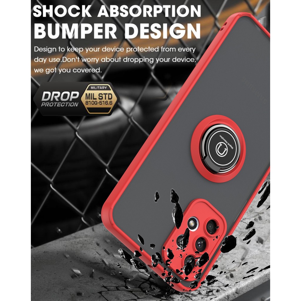 Ốp Điện Thoại Nhựa PC Cứng Viền TPU Dẻo Nhám Có Khuyên Nam Châm Chống Sốc Cho Samsung Galaxy A53 A13 A23 A33 A73 4G 5G