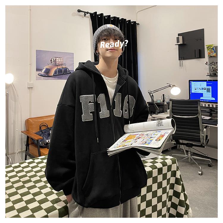 Áo nỉ HOODIES ZIP nam nữ màu đen dáng rộng dành cho mùa thu đông