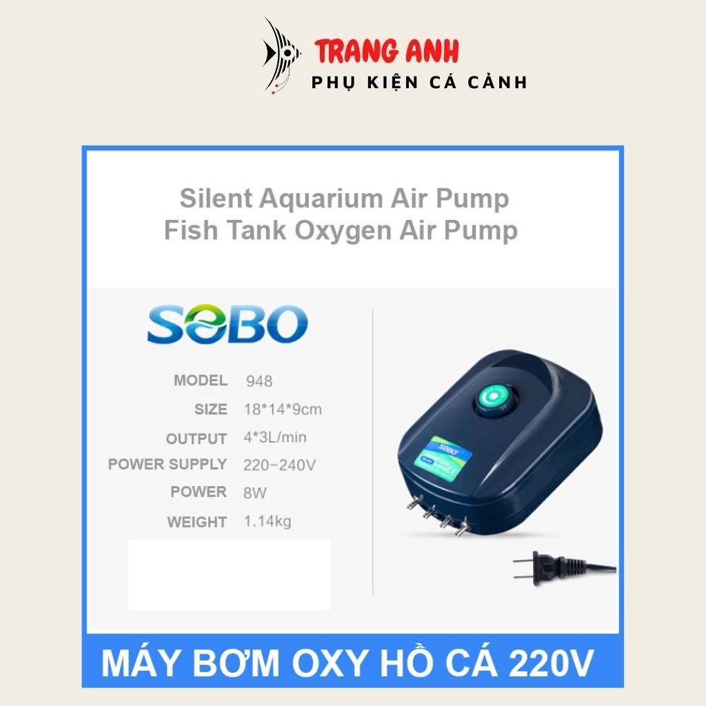 Máy sủi Oxy 4 vòi Sobo SB-948 , Máy sủi siêu êm cho bể cá cảnh