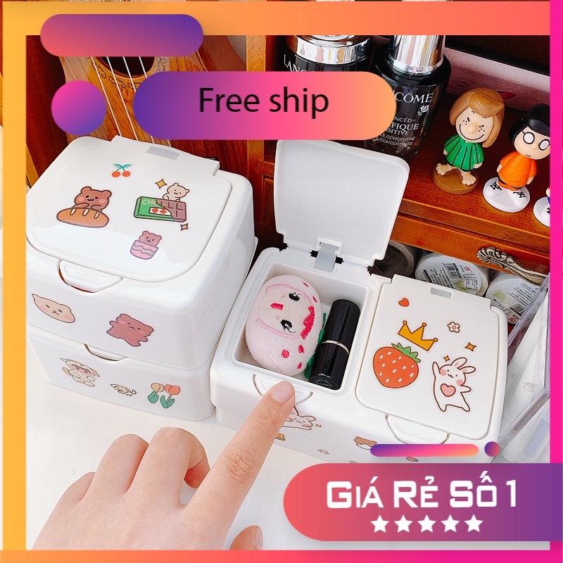 Hộp Đựng Đồ Mini Nắp Bật Để Bàn Dễ Thương Tiện Lợi