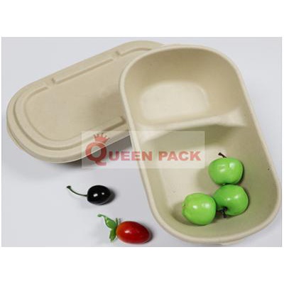 Hộp bã mía 2 ngăn có nắp rời 229x134x44mm