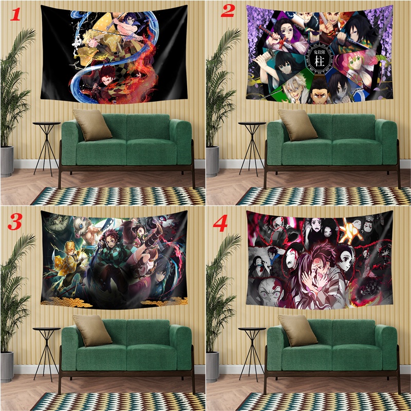 Thảm Treo Tường Trang Trí In Hình Anime Demon Slayer Chất Liệu Polyester