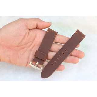 Dây đồng hồ da bò sáp cực bụi handmade