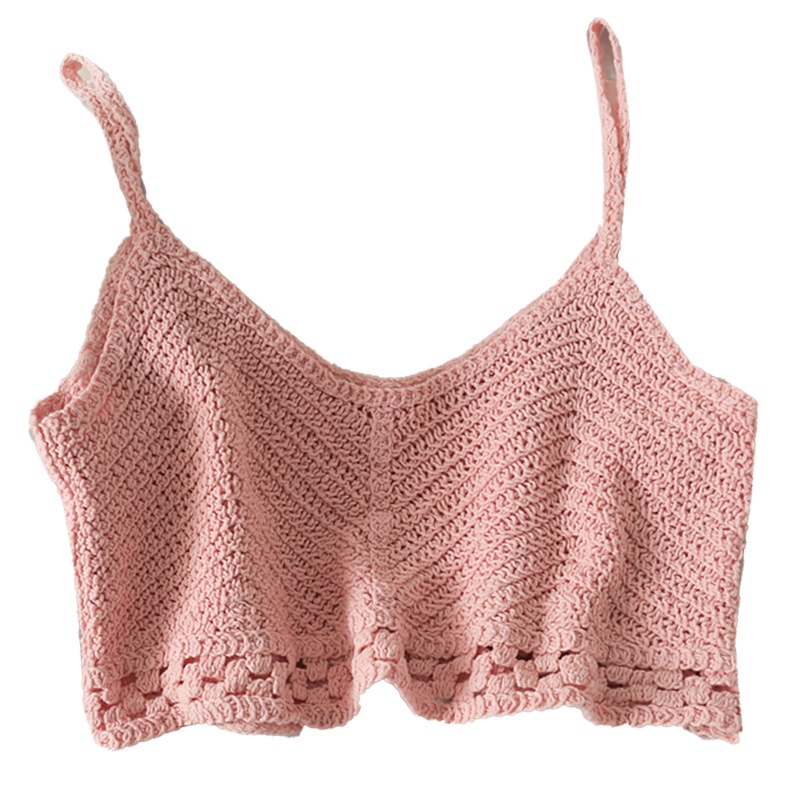 Áo Croptop Hai Dây Dệt Kim Cổ Chữ V Gợi Cảm Cho Nữ